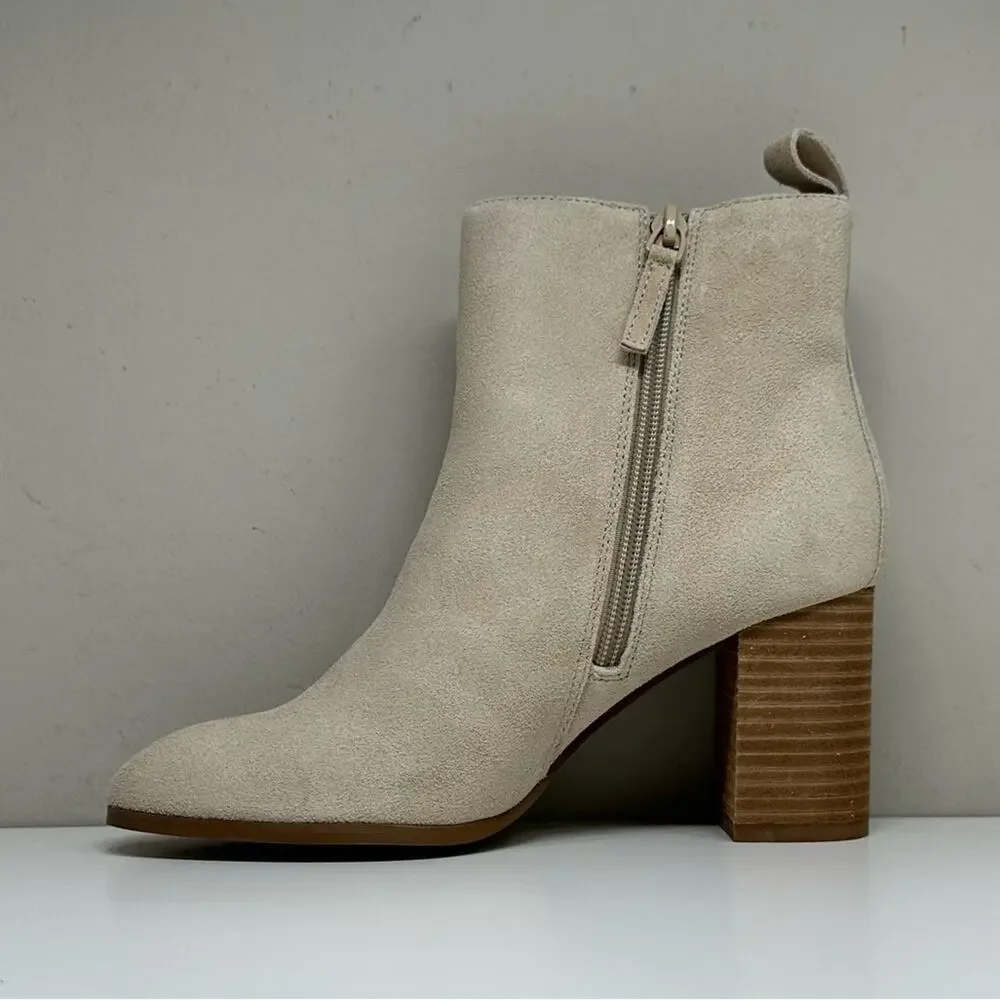 NWOB | Violet & Red | Meaghan Heeled Suede Bootie | Off-White | 7M